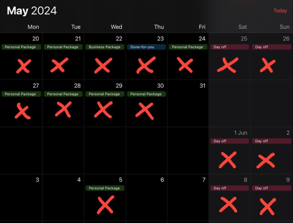 reserved Dates May 2024